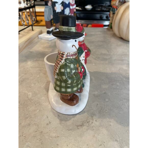 Yankee Candle Jack Frost Snow family Tea Light/toothpick holder Ceramic 6x6x4” - Picture 6 of 6